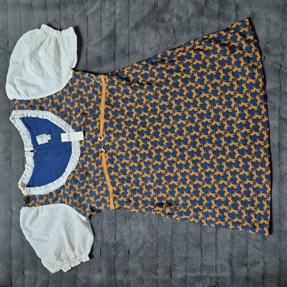 Anthropologie Maeve Puff-Sleeve Twofer Horse Print Mini Dress Size XL, NWT - Picture 4 of 17